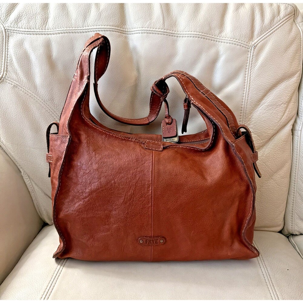 Frye Artisan Leather Hobo Bag Rustic Western Distressed Boho Whiskey NWT - Picture 2 of 16